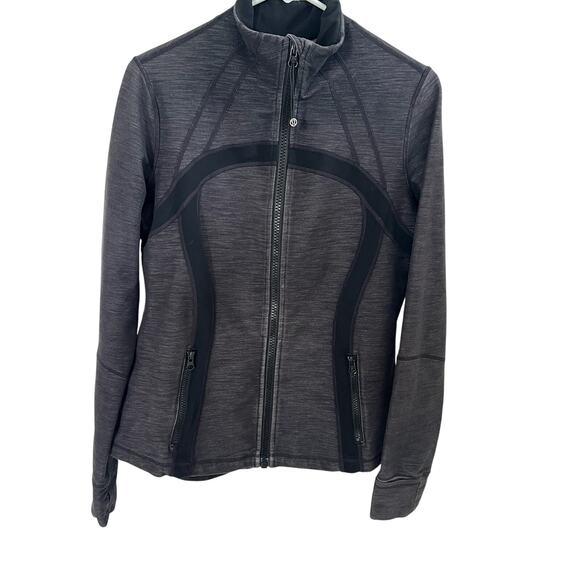 Lululemon Define jacket thumbhole athletic heathered blk gray full zip sz 12 - Picture 1 of 9